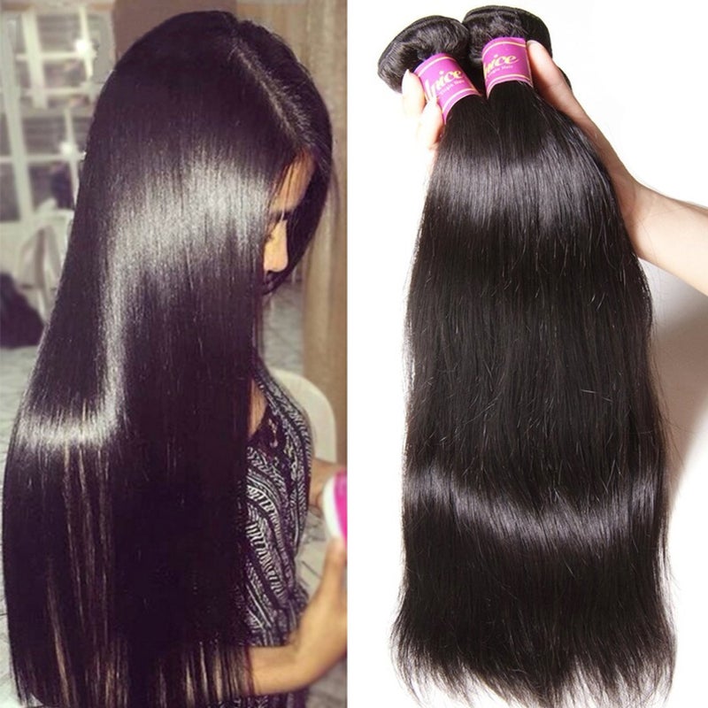 UNICE Hair 10A Malaysian Straight Human Hair 3 Bundles Unprocessed Virgin Human Hair Weave Extensions 16 16 16 inch